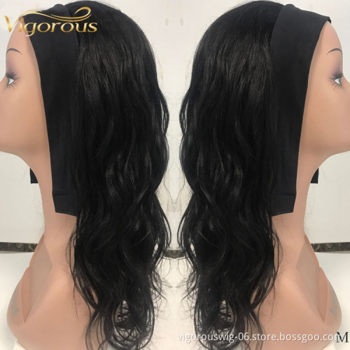 Vigorous natural curly french curl colored human hair elastic water wave headband wig all textures headband wigs brazilian